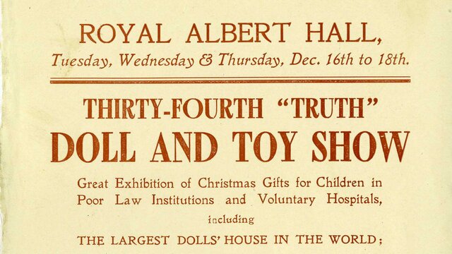 1910s handbill for a doll and toy show held at the Royal Albert Hall