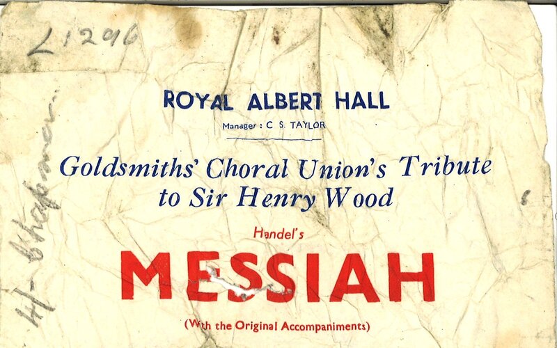 1940s handbills for a classical choral concert at the Royal Albert Hall