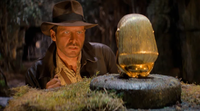 Indiana Jones inspecting the golden idol